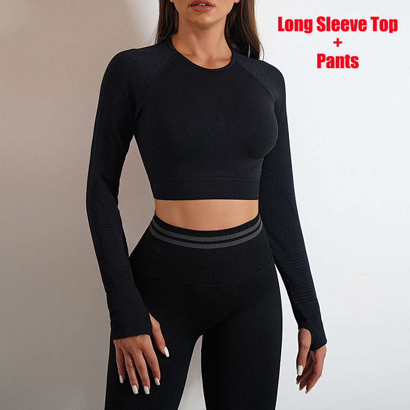 Ensemble de Sport Femme Seamless – Legging Galbant & Haut à Manches Longues | Confort Sculptant & Style Fitness