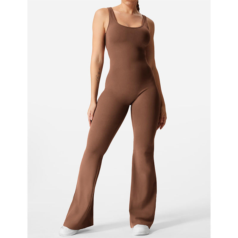 Combinaison Fitness Femme Dos Nu – Jumpsuit Sculptant Slim Fit & Sexy pour Yoga & Entraînement