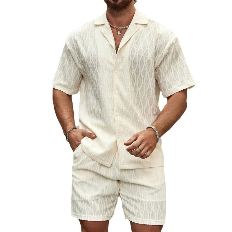 Ensemble Homme Été Décontracté – Chemise à Boutons & Short | Tenue 2 Pièces Chic & Confort Plage ou Ville