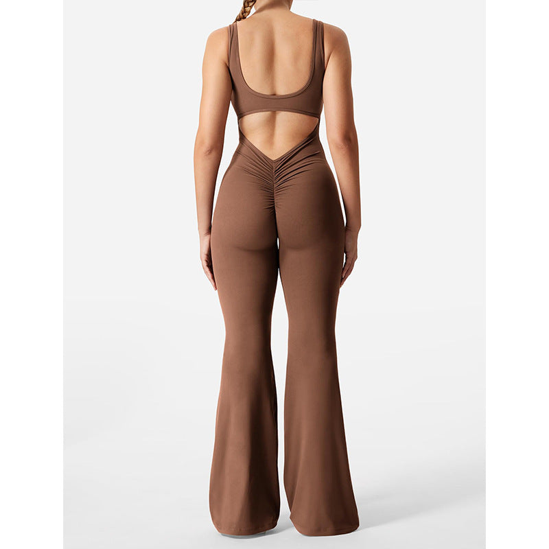 Combinaison Fitness Femme Dos Nu – Jumpsuit Sculptant Slim Fit & Sexy pour Yoga & Entraînement