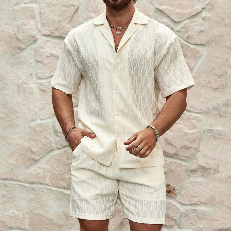 Ensemble Homme Été Décontracté – Chemise à Boutons & Short | Tenue 2 Pièces Chic & Confort Plage ou Ville