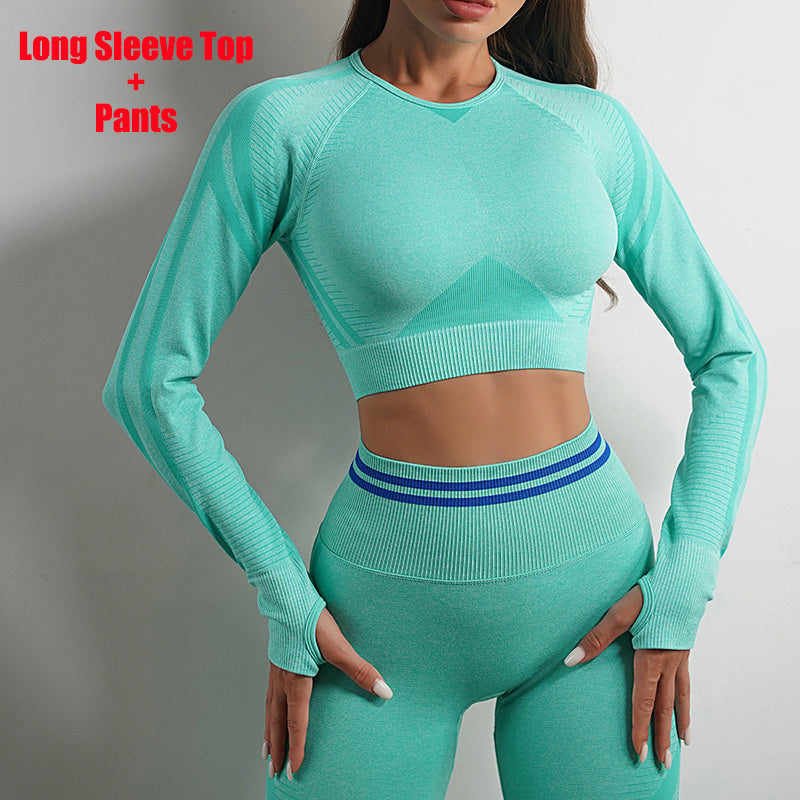 Ensemble de Sport Femme Seamless – Legging Galbant & Haut à Manches Longues | Confort Sculptant & Style Fitness
