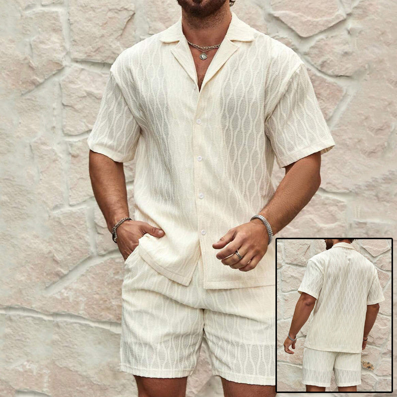 Ensemble Homme Été Décontracté – Chemise à Boutons & Short | Tenue 2 Pièces Chic & Confort Plage ou Ville