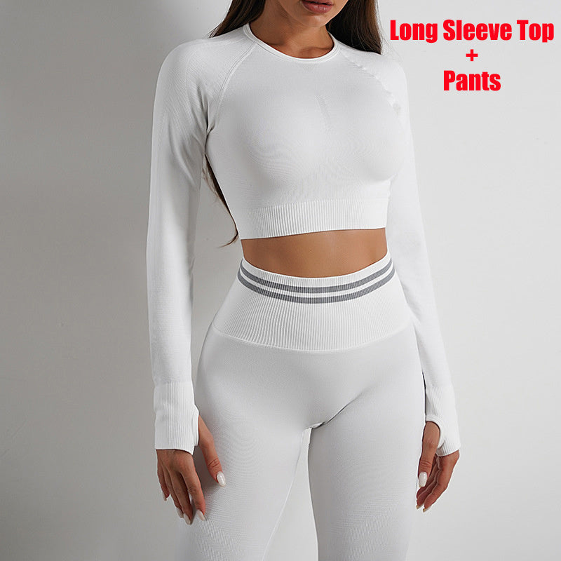 Ensemble de Sport Femme Seamless – Legging Galbant & Haut à Manches Longues | Confort Sculptant & Style Fitness