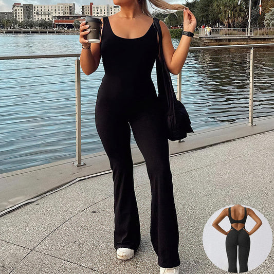Combinaison Fitness Femme Dos Nu – Jumpsuit Sculptant Slim Fit & Sexy pour Yoga & Entraînement
