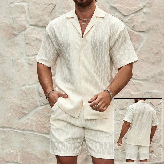 Ensemble Homme Été Décontracté – Chemise à Boutons & Short | Tenue 2 Pièces Chic & Confort Plage ou Ville